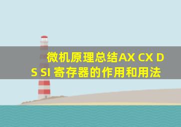 微机原理总结AX CX DS SI 寄存器的作用和用法